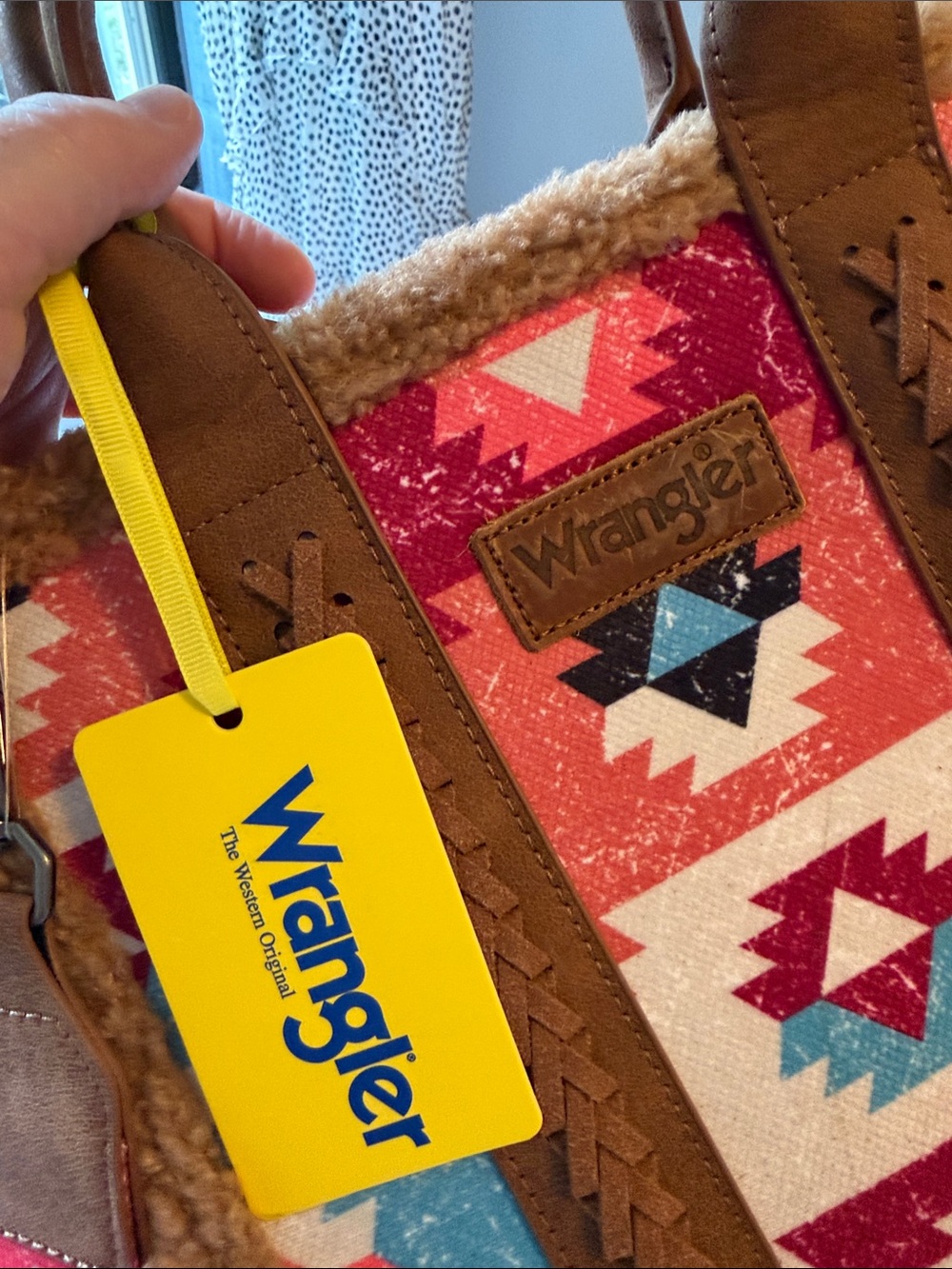 Wrangler Multicolor cross body Aztec Satchel with Brown Trim - Picture 2 of 9